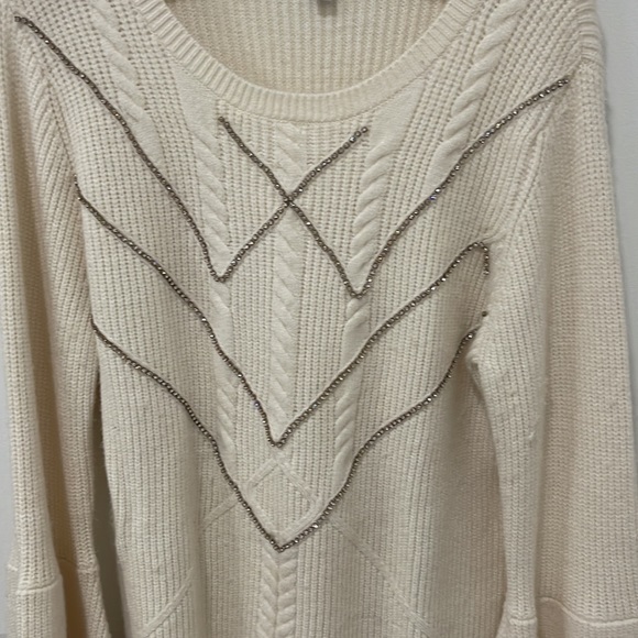 Beautiful rhinestone sweater beige cream color!! - Picture 4 of 4